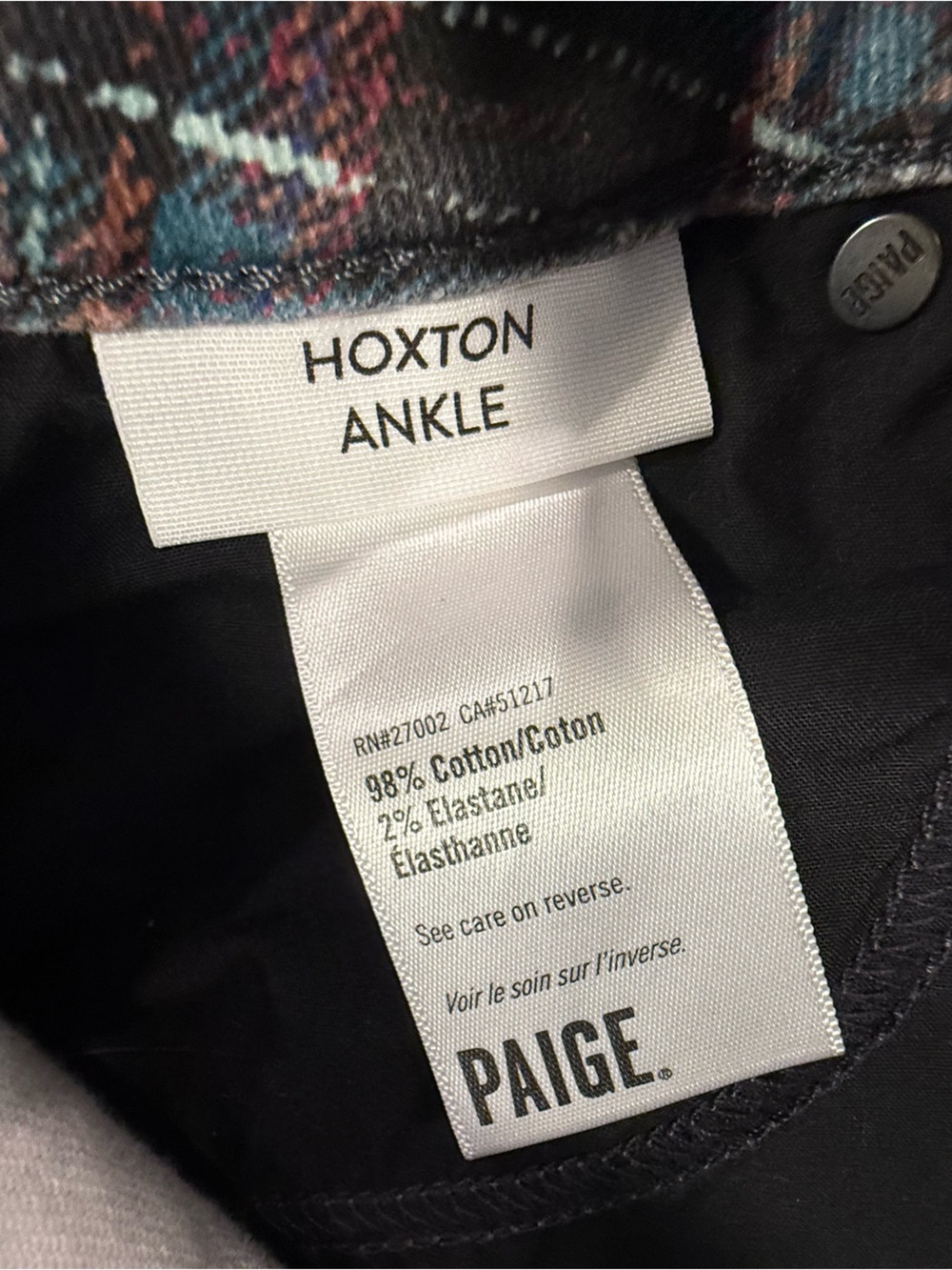 Paige Hoxton Ankle plaid jeans retro blue black red white SZ 27” waist - Picture 6 of 12
